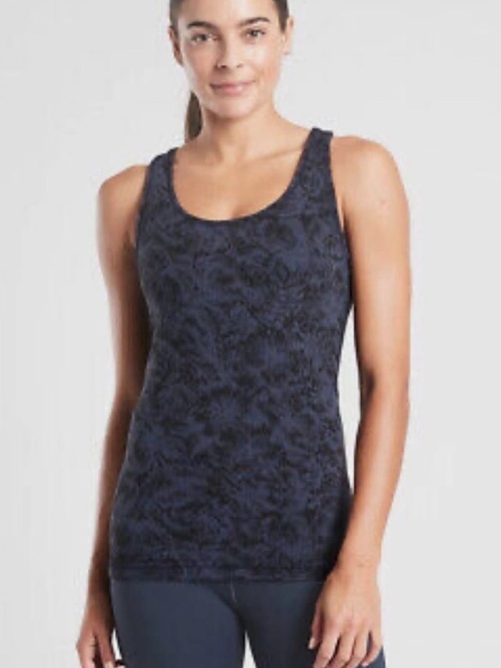 Athleta Dark Navy Floral Scoop Tank - Picture 1 of 8